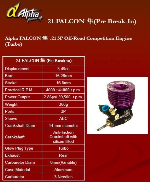 Alpha Falcon – 3 port .21 size pro competition engine (pre broken-in) with EFRA 2159 tuned pipe combo - Image 5