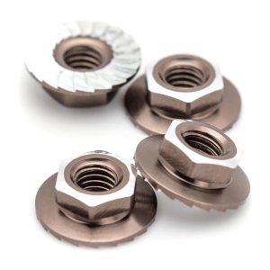 1Up Racing - Lockdown 7075 aluminium M4 flanged and serrated wheel nuts - Gun Metal (4)