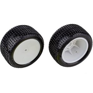Pre-mounted rear RTR tires on white dished buggy wheels - pr (RB10)
