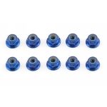 Factory Team - Blue 4mm flanged locknuts (10)