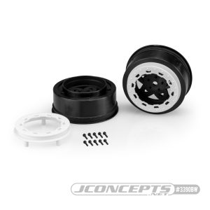 Tremor - black narrow SCT wheels with white beadlocks - pr (fits Traxxas Slash front)