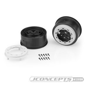 Tremor - black SCT wheels with white beadlocks - pr (fits Traxxas Slash or 4x4 etc)