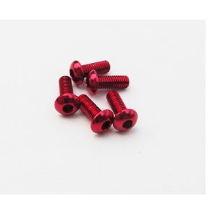 M3 x 10mm Red 7075 aluminium hex head button head screws (5)
