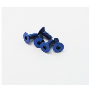 M3 x 6mm Yokomo Blue 7075 aluminium hex head flat countersunk screws (5)