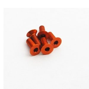 M3 x 6mm Orange 7075 aluminium hex head flat countersunk screws (5)