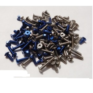 Titanium and Dark Blue hex head screw set (Yokomo BD7)