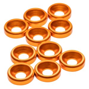 1Up Racing - Premium aluminium M3 countersunk washers - Orange (10)