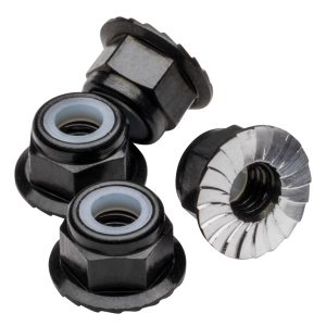 1Up Racing - Premium flanged and serrated locknuts - black (4)