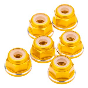 1Up Racing - Premium M3 flanged locknuts - Gold Shine (6)