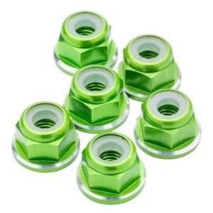 1Up Racing - Premium M3 flanged locknuts - Green Shine (6)