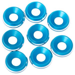 1Up Racing - Premium LowPro 7075 aluminium M3 countersunk washers - Brite Blue Shine (8)