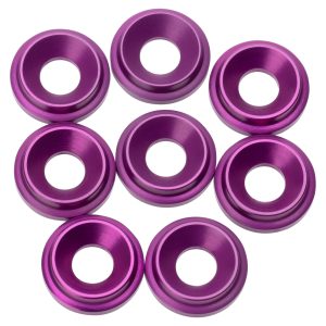 1Up Racing - Premium LowPro 7075 aluminium M3 countersunk washers - Purple (8)