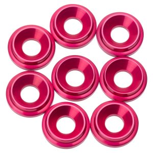 1Up Racing - Premium LowPro 7075 aluminium M3 countersunk washers - Hot Pink (8)