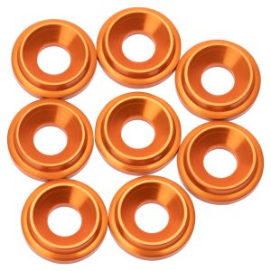 1Up Racing - Premium LowPro 7075 aluminium M3 countersunk washers - Orange (8)