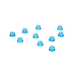 Anodised aluminium 3mm flanged locknuts - blue (10)