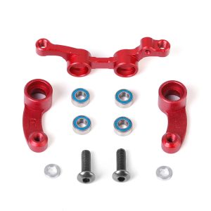 Red aluminium ballraced steering bellcrank and rack set (BHC-1)