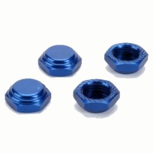 Blue aluminium M12 x 1.25mm serrated and capped wheel nuts (4 pcs)
