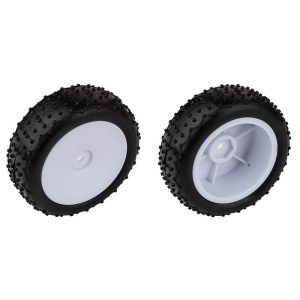 Pre-mounted Mini Pin narrow front tyres on white dished wheels - pr (Reflex 14B)