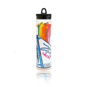 Neon Zip Tize Mix Set - 2.5 x 100mm cable tie wraps with storage tube (50 pcs)