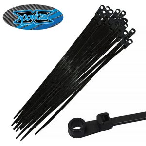Eyelet Zip Tize Black - small 2.5 x 110mm mountable cable tie wraps with storage tube (25 pcs)