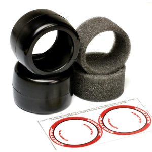 Exotek F1 Rubber belted rear tyres with inserts - pr (33X - Red - Soft)