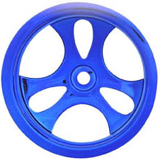 Romulin - 44 size blue chrome monster truck wheels - pr (TMaxx, Savage etc)