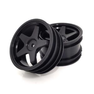 Rear 5 spoke wheels - black (Schumacher CAT or Cougar 2000)