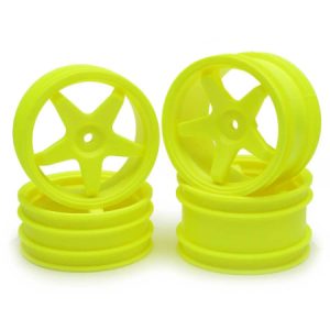 Rear 5 spoke wheels - yellow (Tamiya, Academy, Hobao, Carson or Kyosho)