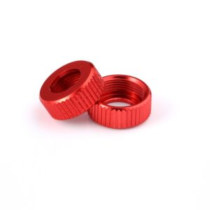 Red aluminium lower shock caps - pr (all EMB or LC12B1)