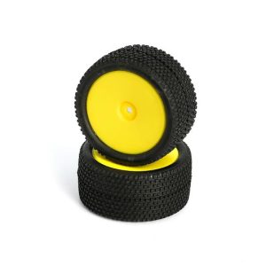 Pre-mounted All-Terrain mini buggy rear tyres on yellow dished wheels - pr (EMB-1 or LC12B1)