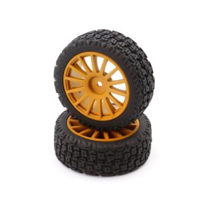 Pre-mounted Rally tyres on gold 14 spoked wheels - pr (EMB-RA or EMB-WRC)