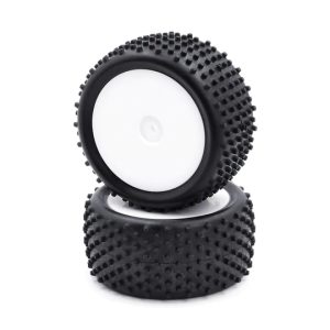 Pre-mounted 4wd rear tires on white dished buggy wheels - pr (PTG-1)